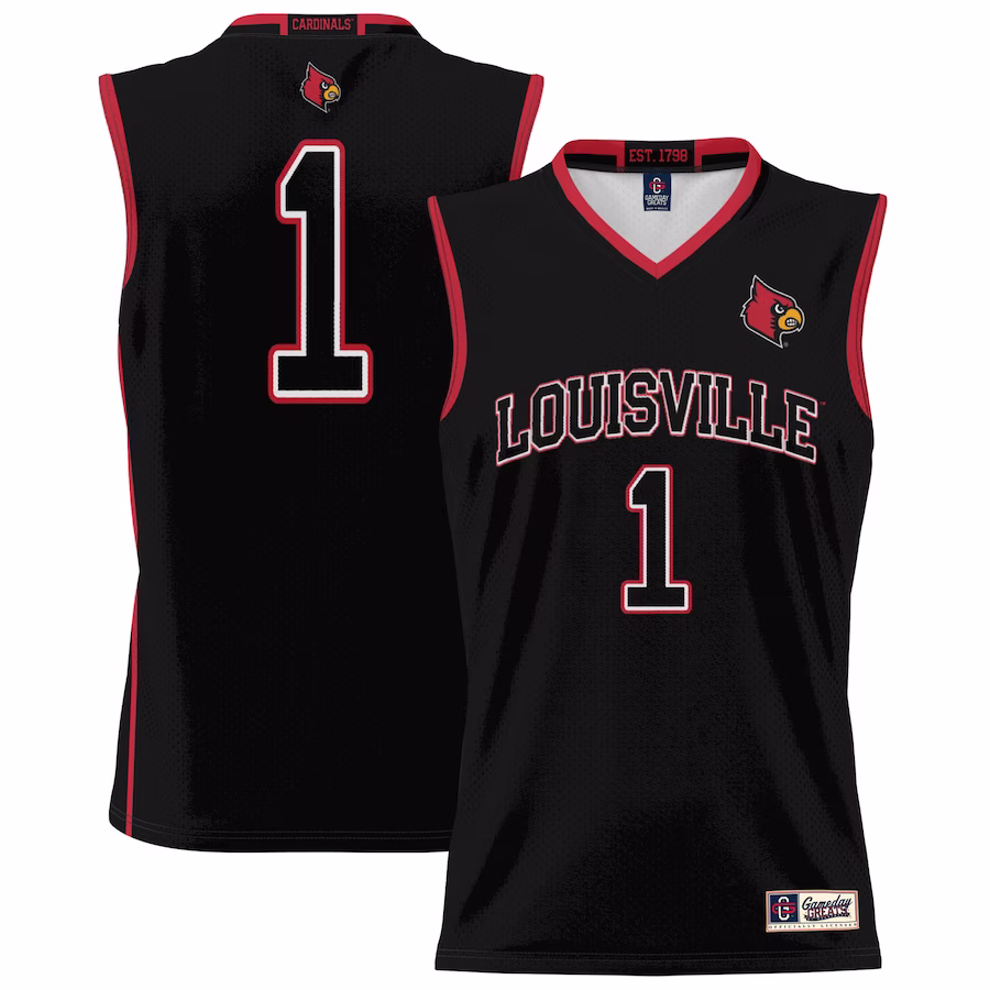 #1 Louisville Cardinals GameDay Greats Unisex Lightweight Basketball Jersey - Black - Puhuasuan