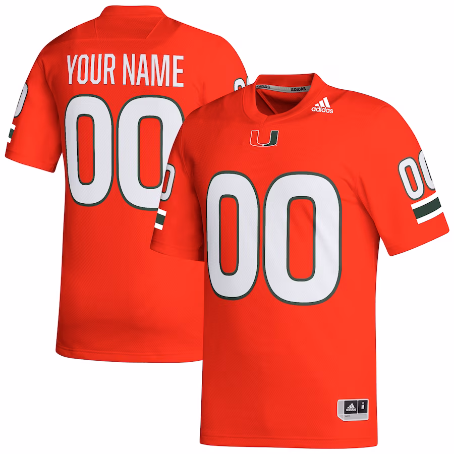 Miami Hurricanes adidas Custom Football Jersey - Orange - Puhuasuan