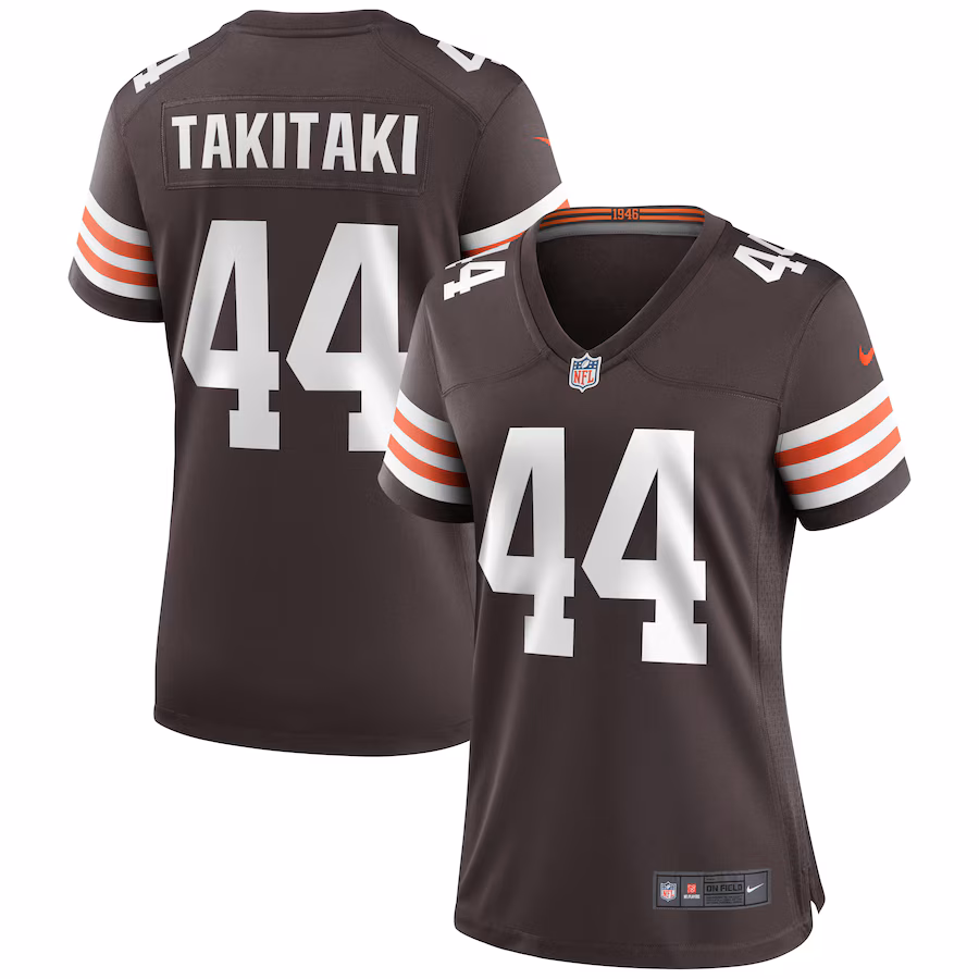 Women's Cleveland Browns Sione Takitaki Nike Brown Game Jersey - Puhuasuan