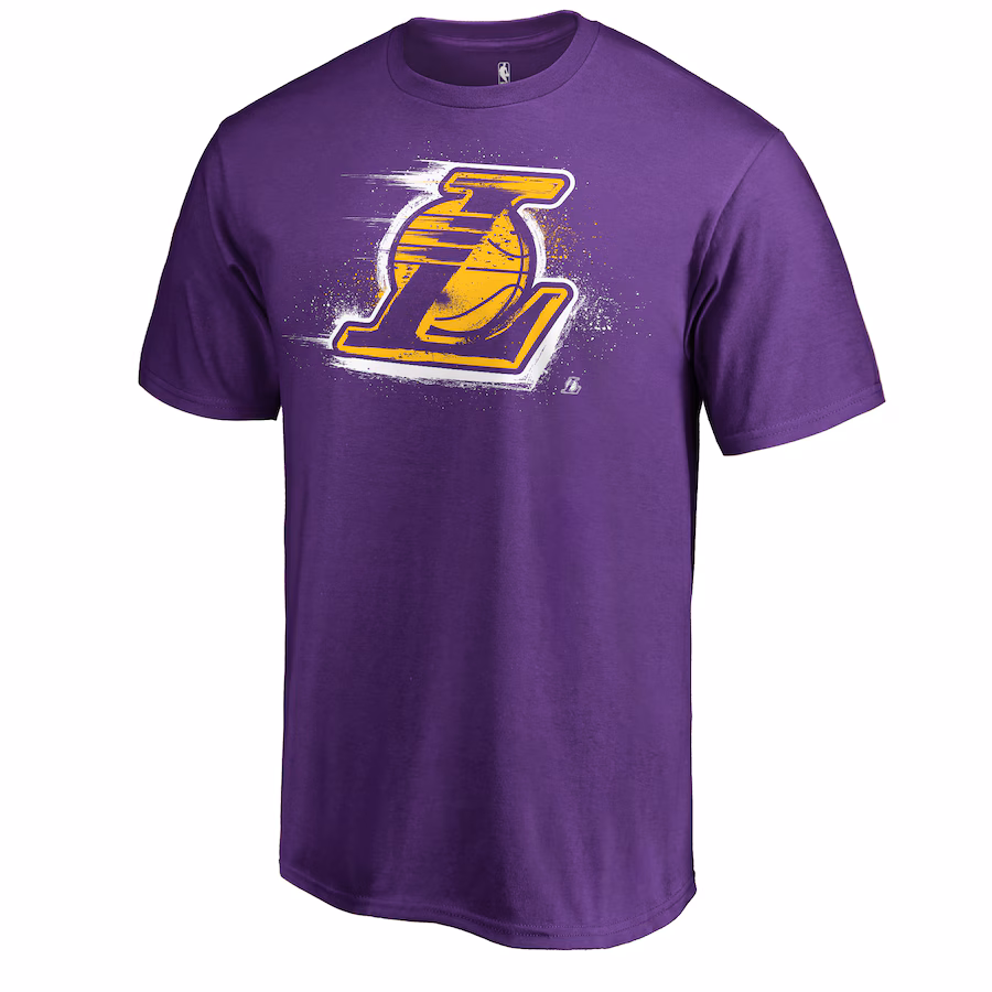 Men's Los Angeles Lakers Purple Splatter Logo T-Shirt - Puhuasuan