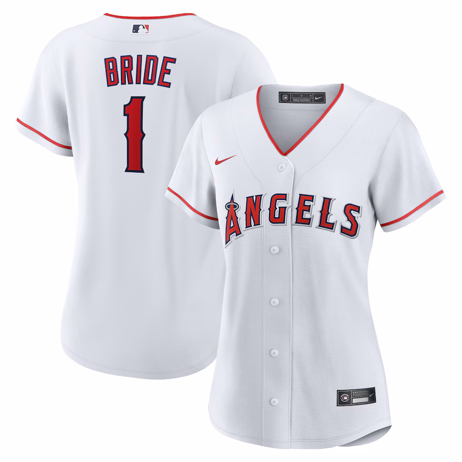 Women's Los Angeles Angels Nike White #1 Bride Home Replica Jersey - Puhuasuan
