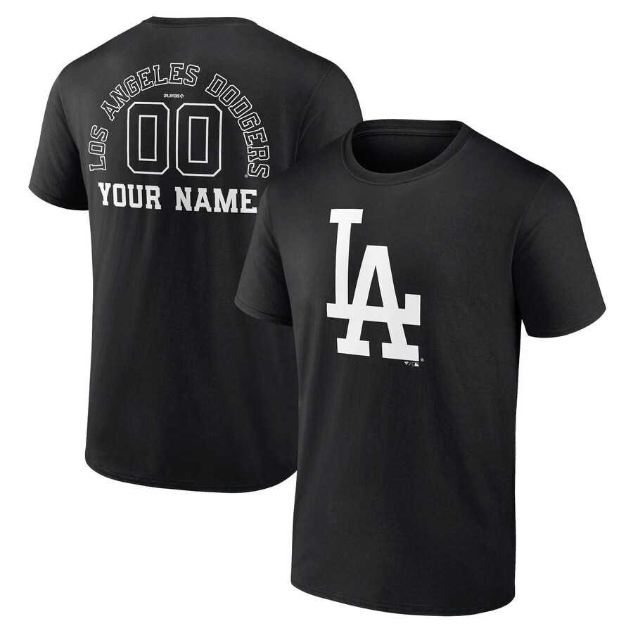 Men's Los Angeles Dodgers Black Monochrome Personalized Name & Number T-Shirt - Puhuasuan