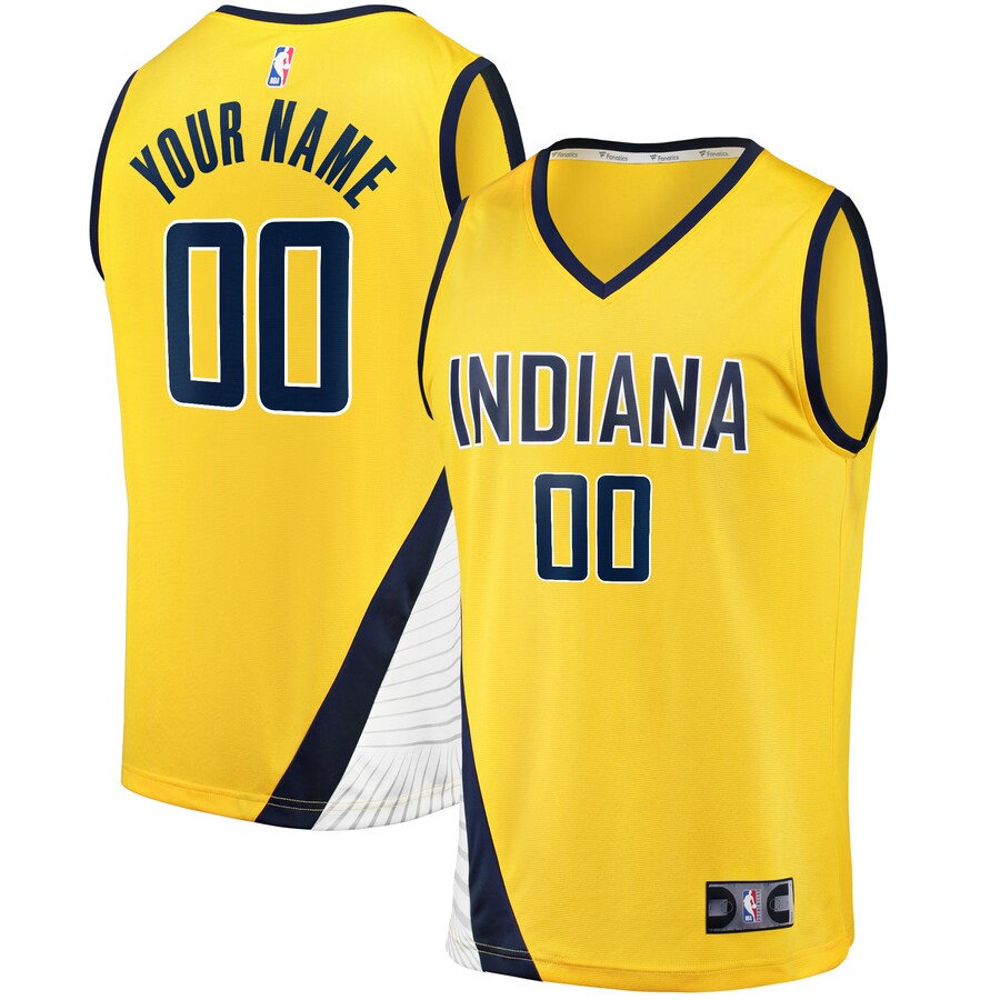 Men's Indiana Pacers Fanatics Yellow Fast Break Custom Jersey - Statement Edition - Puhuasuan