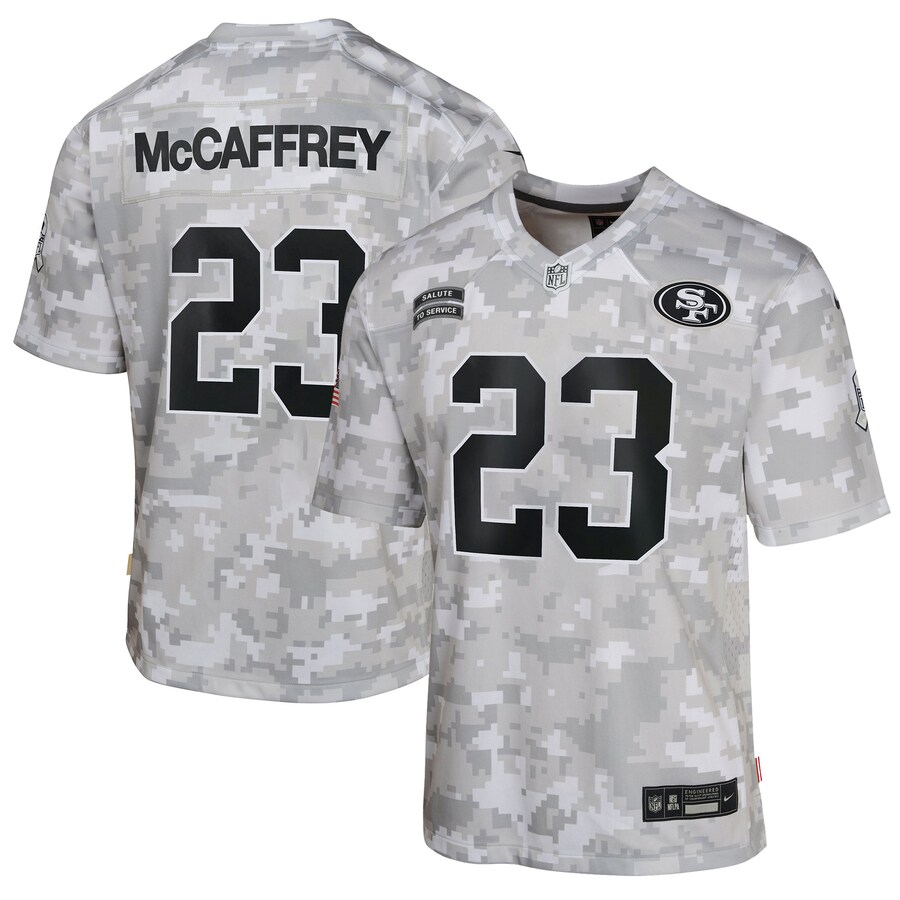 Youth San Francisco 49ers Christian McCaffrey Nike Arctic Camo 2024 Salute to Service Game Jersey - Puhuasuan