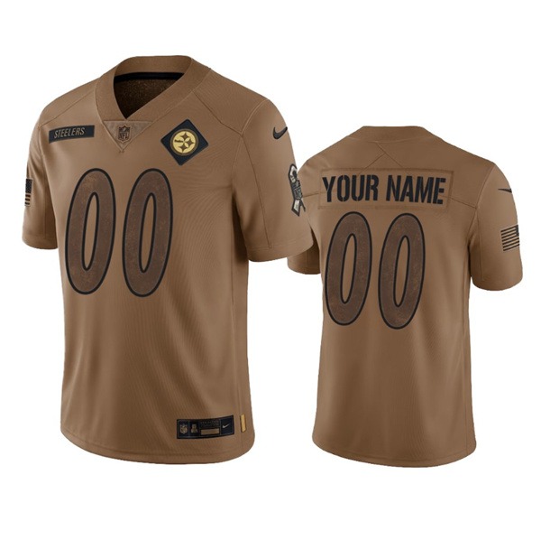 Men's Pittsburgh Steelers Active Player Custom 2023 Brown Salute To Setvice Limited Football Stitched Jersey - Puhuasuan
