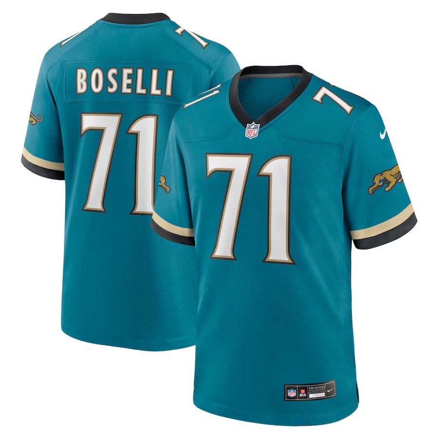 Men's Jacksonville Jaguars Tony Boselli Nike Teal Prowler Throwback Retired Player Game Jersey - Puhuasuan