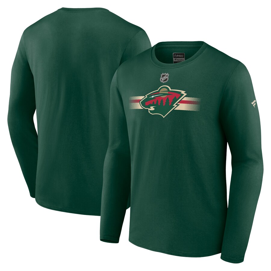 Men's Minnesota Wild Fanatics Green Authentic Pro Secondary Long Sleeve T-Shirt - Puhuasuan