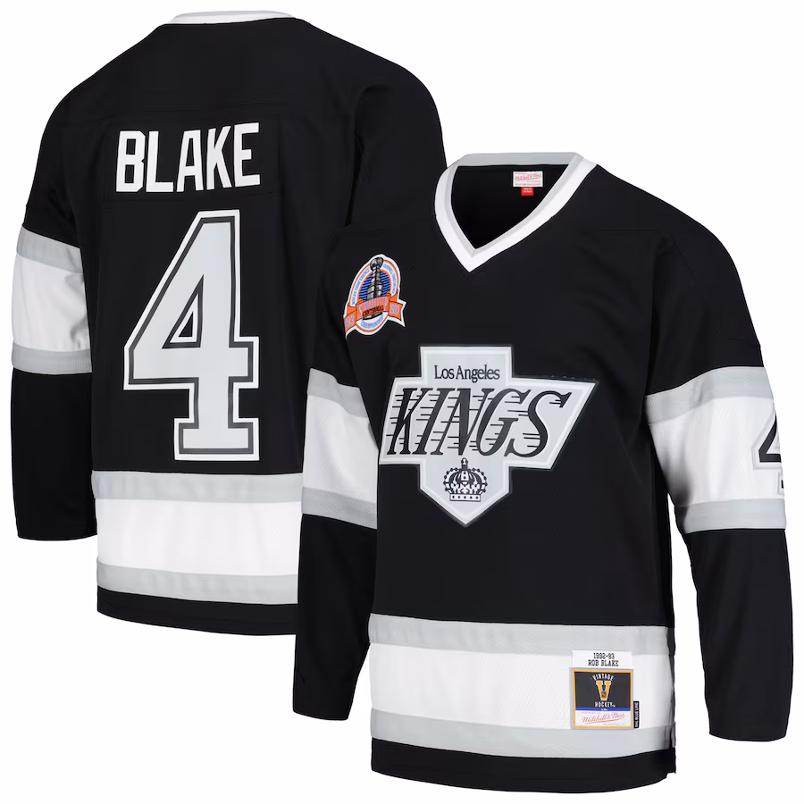 Men's Los Angeles Kings Rob Blake Mitchell & Ness Black 1992/93 Blue Line Player Jersey - Puhuasuan