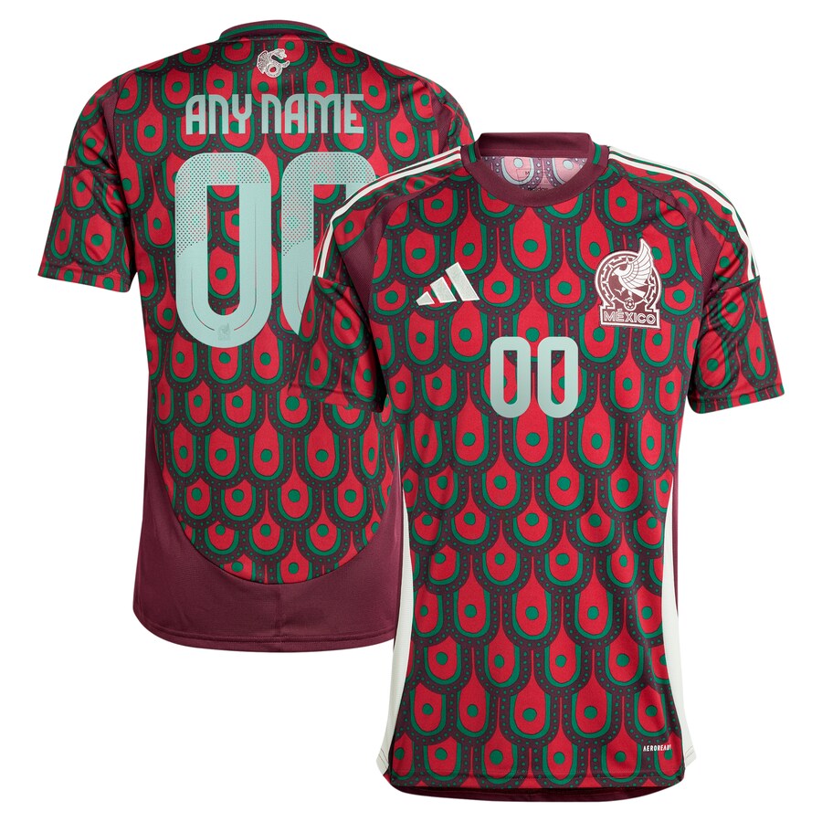 Men's Mexico National Team  adidas Burgundy 2024 Home Replica Custom Jersey - Puhuasuan