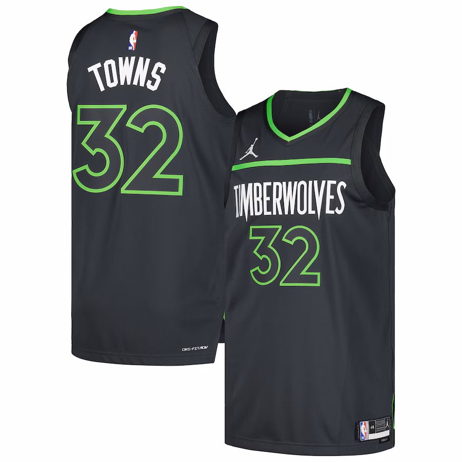Men's Minnesota Timberwolves Karl-Anthony Towns Jordan Brand Anthracite Authentic Player Jersey - Statement Edition - Puhuasuan