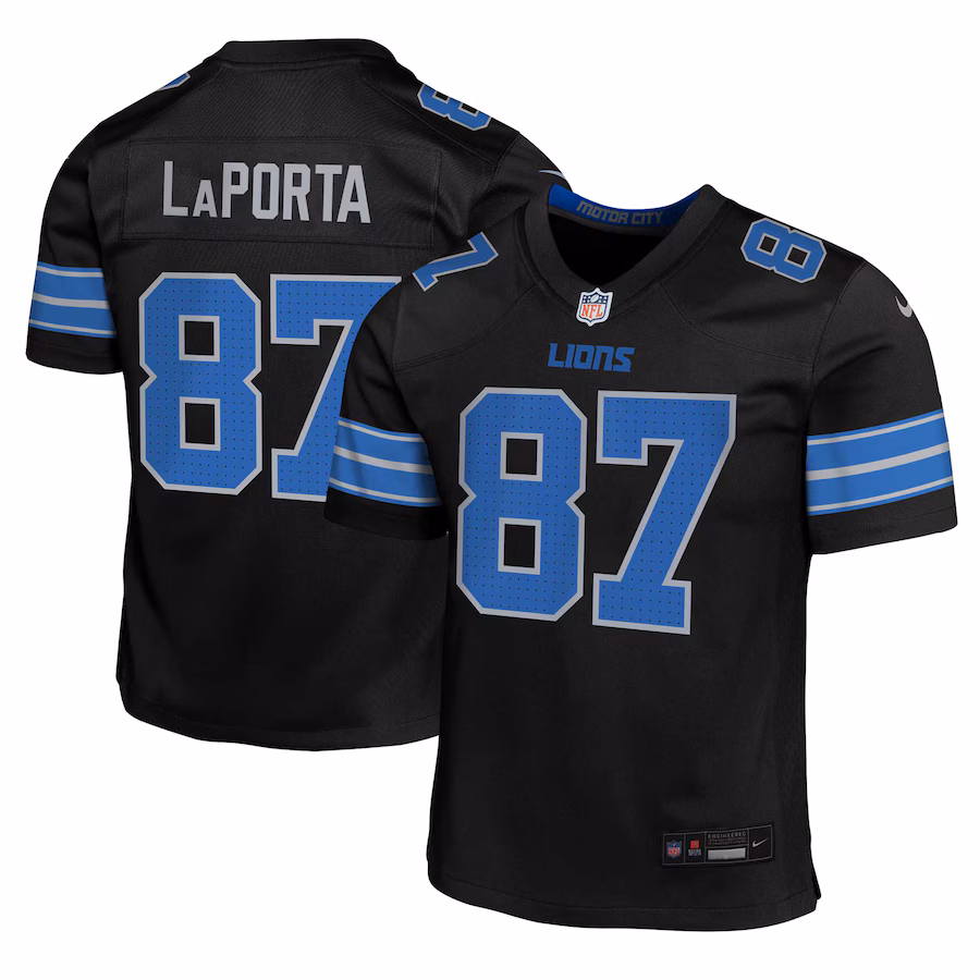Youth Detroit Lions Sam LaPorta Nike Black Alternate Player Game Jersey - Puhuasuan