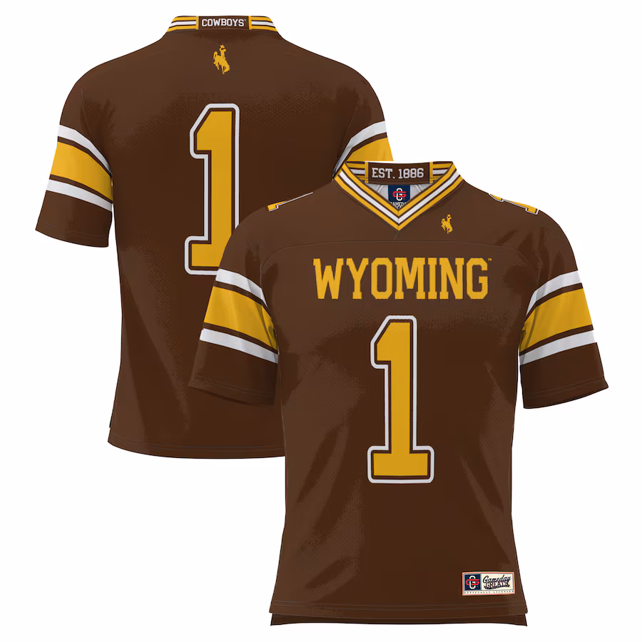 #1 Wyoming Cowboys GameDay Greats Football Jersey �?Brown - Puhuasuan