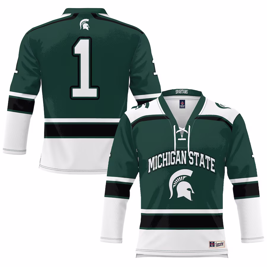 #1 Michigan State Spartans GameDay Greats Youth Hockey Jersey - Green - Puhuasuan