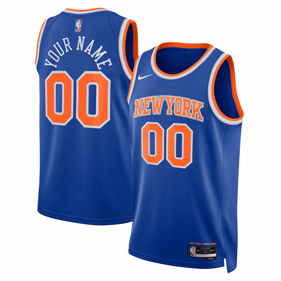 Unisex New York Knicks Nike Blue Swingman Custom Jersey - Icon Edition - Puhuasuan