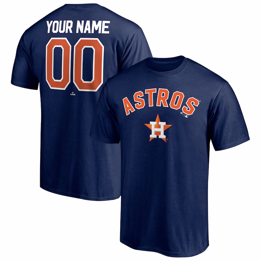 Men's Houston Astros Navy Personalized Team Winning Streak Name & Number T-Shirt - Puhuasuan