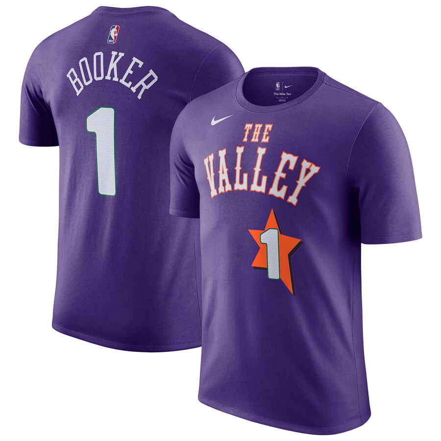 Men's Phoenix Suns Devin Booker Nike Purple 2024/25 City Edition Name & Number T-Shirt - Puhuasuan
