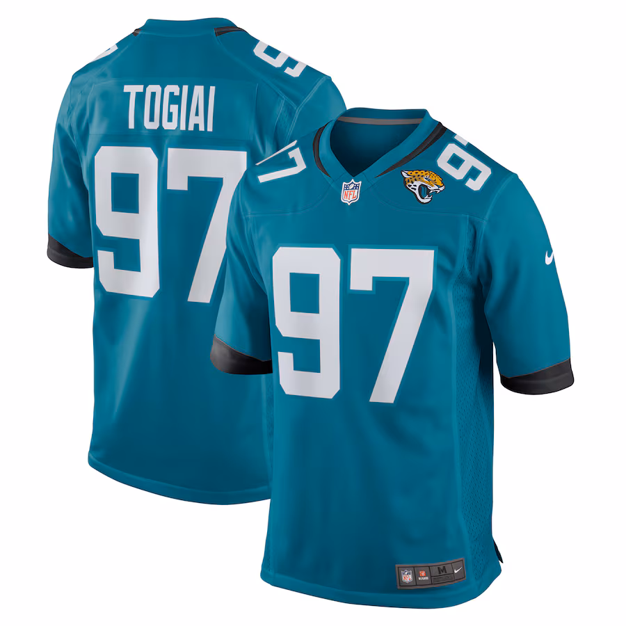 Men's Jacksonville Jaguars Tommy Togiai Nike  Teal Team Game Jersey - Puhuasuan