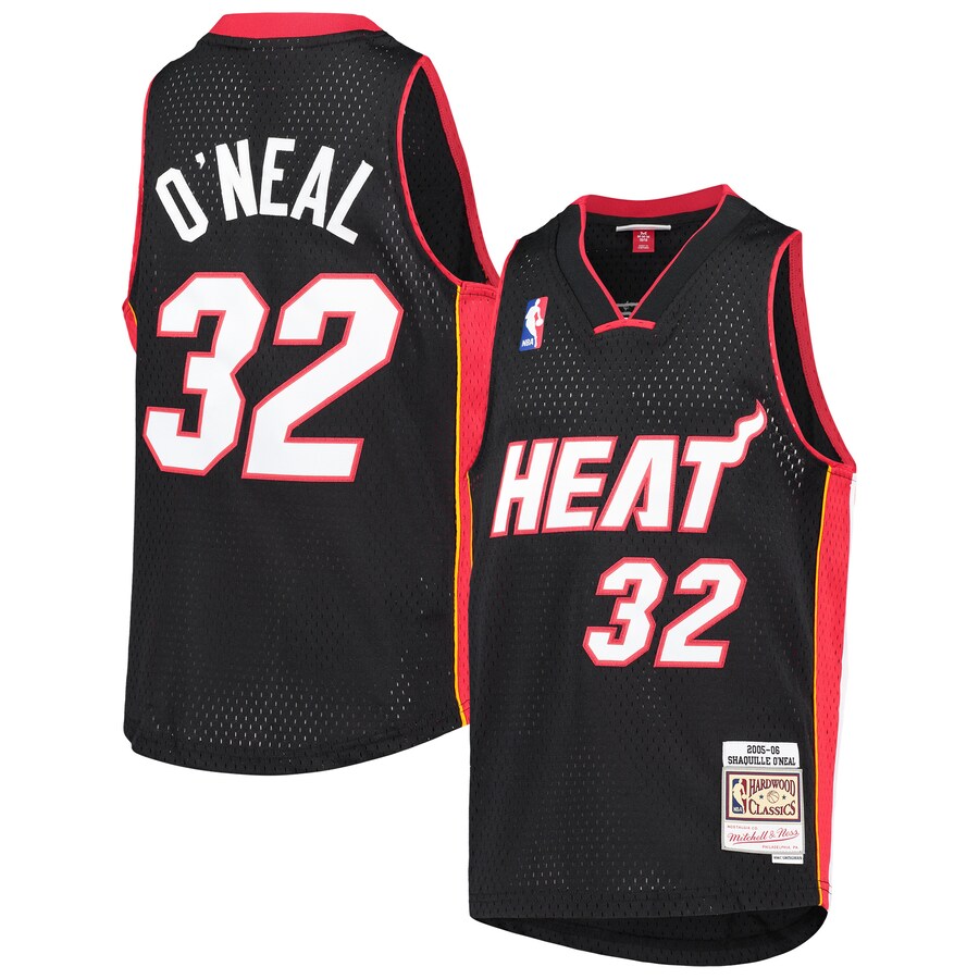 Youth Miami Heat Shaquille O'Neal Mitchell & Ness Black 2005-06 Hardwood Classics Swingman Jersey - Puhuasuan