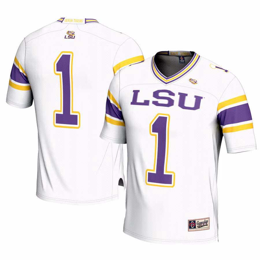 Youth GameDay Greats #1 White LSU Tigers Football Jersey - Puhuasuan
