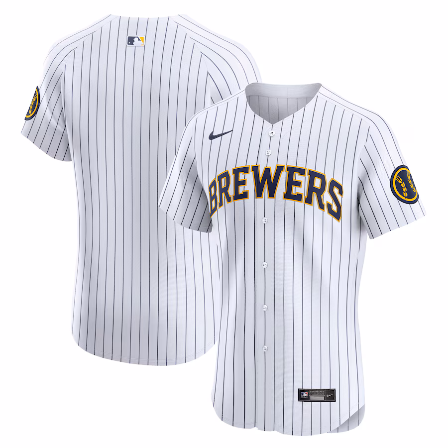 Men's Milwaukee Brewers Nike White Alternate Vapor Premier Elite Patch Jersey - Puhuasuan
