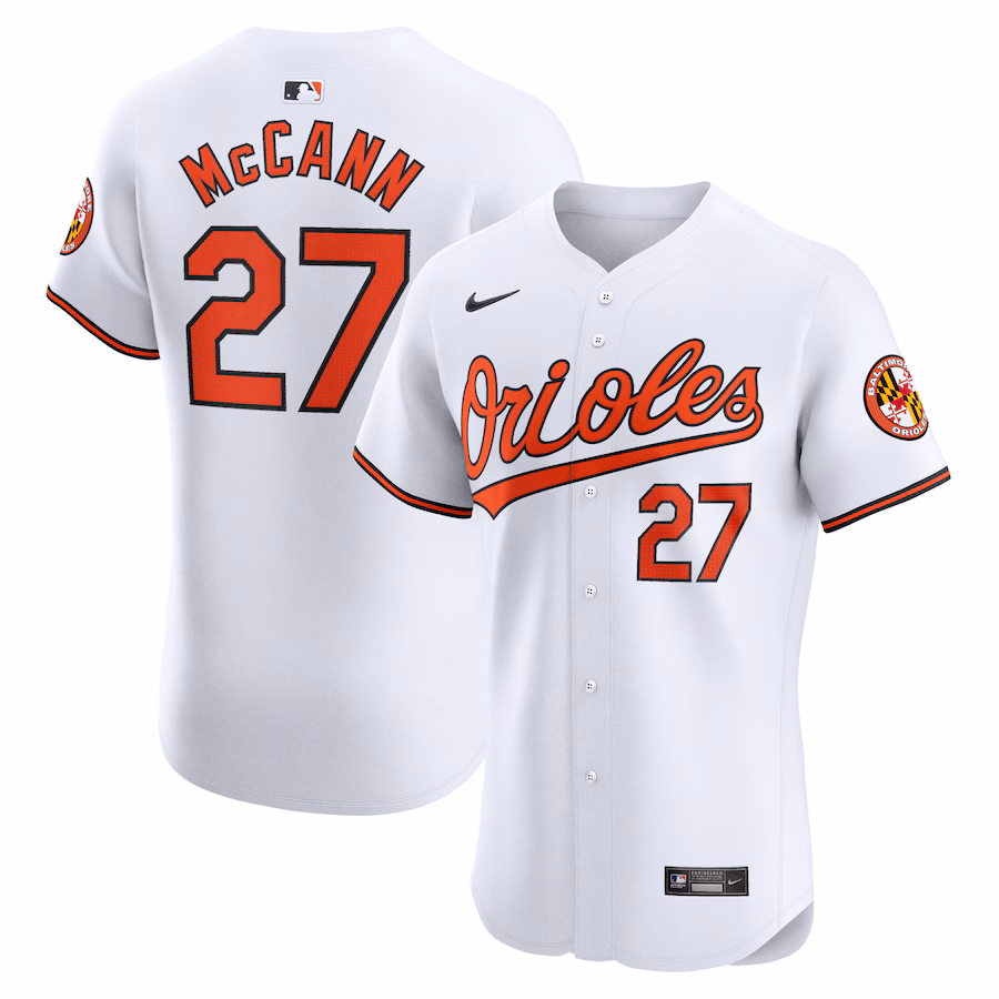 Men's Baltimore Orioles James McCann Nike White Home Elite Player Jersey - Puhuasuan