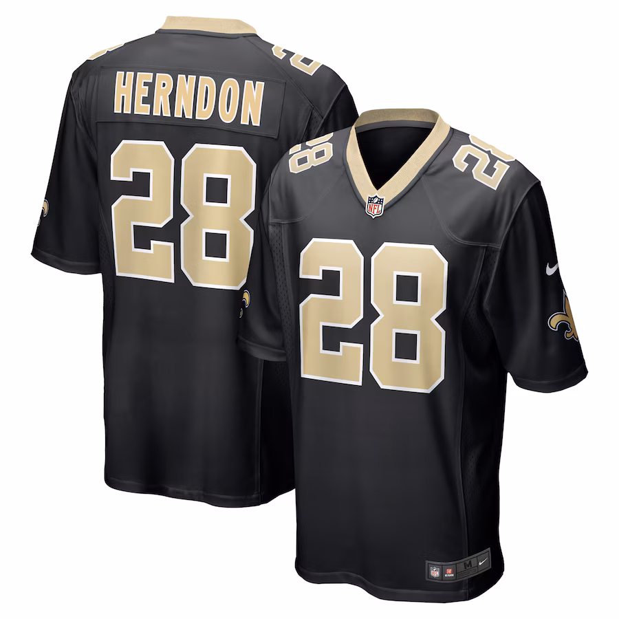 Men's New Orleans Saints Tre Herndon Nike Black Game Jersey - Puhuasuan