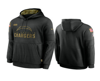 Men's Los Angeles Chargers Black 2020 Salute to Service Sideline Performance Pullover Hoodie - Puhuasuan