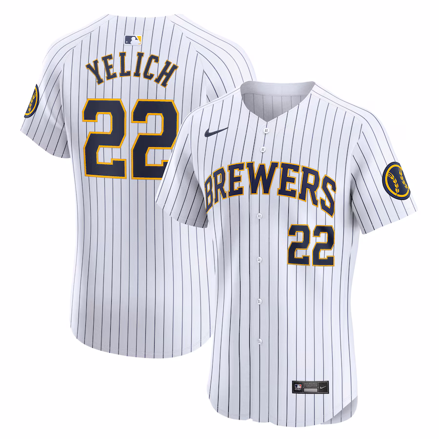 Men's Milwaukee Brewers Christian Yelich Nike White Alternate Alternate Elite Player Jersey - Puhuasuan