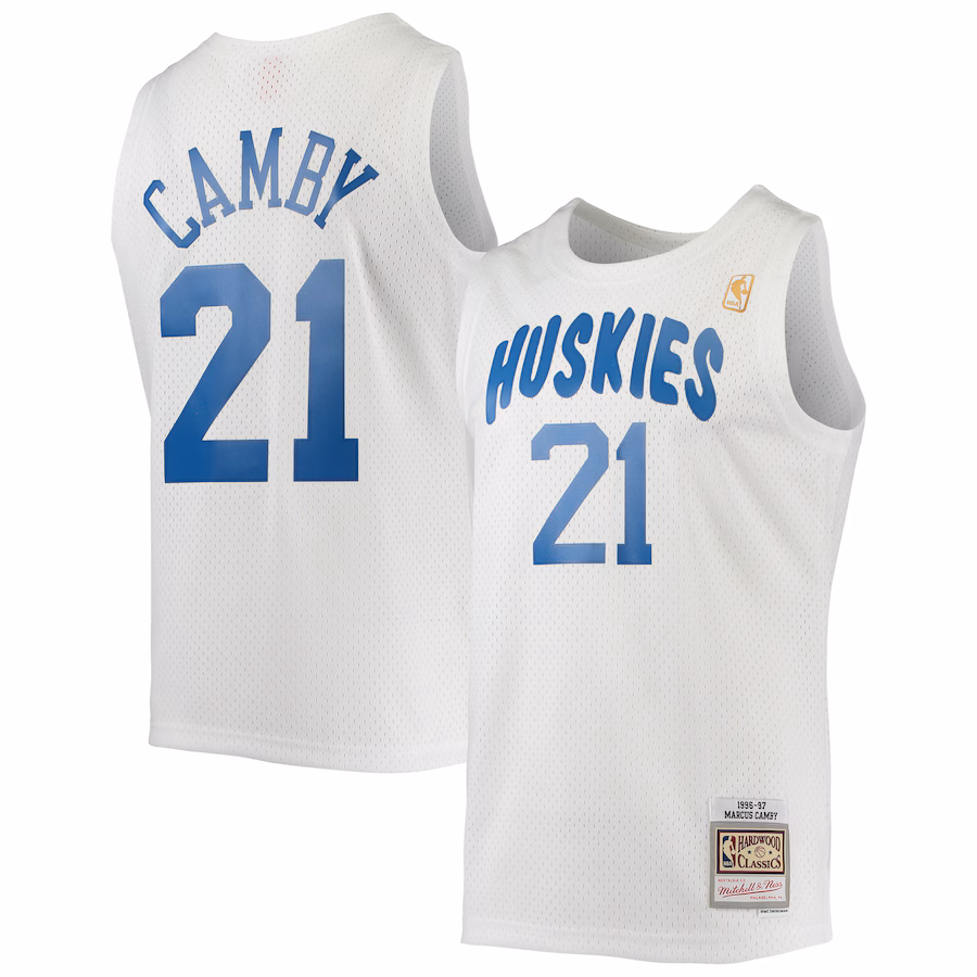 Men's Toronto Raptors Marcus Camby Mitchell & Ness White 1996/97 Hardwood Classics Swingman Jersey - Puhuasuan