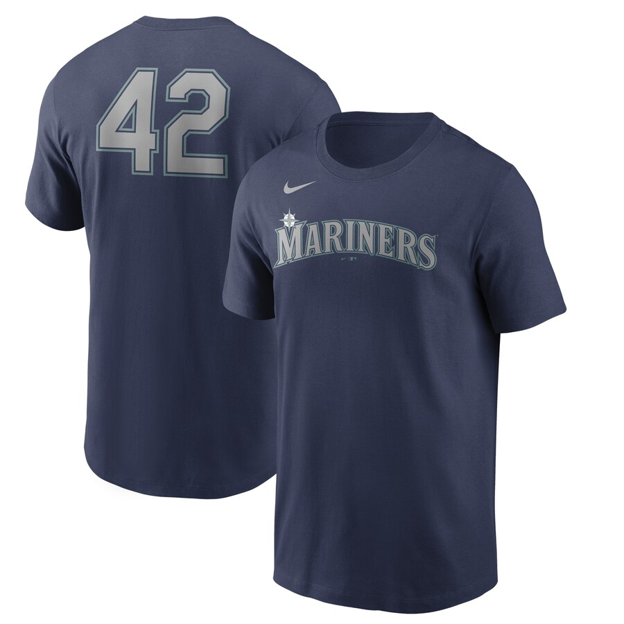 Men's Seattle Mariners Nike Navy Jackie Robinson Day Team 42 T-Shirt - Puhuasuan