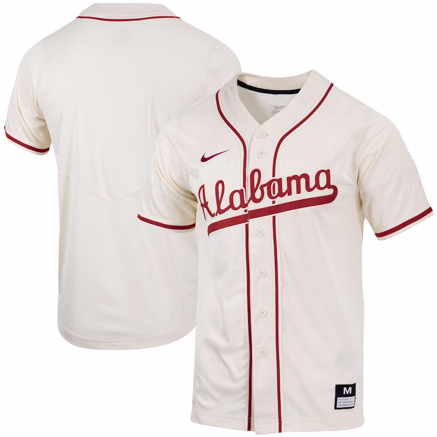 Alabama Crimson Tide Nike Replica Full-Button Baseball Jersey - Natural - Puhuasuan