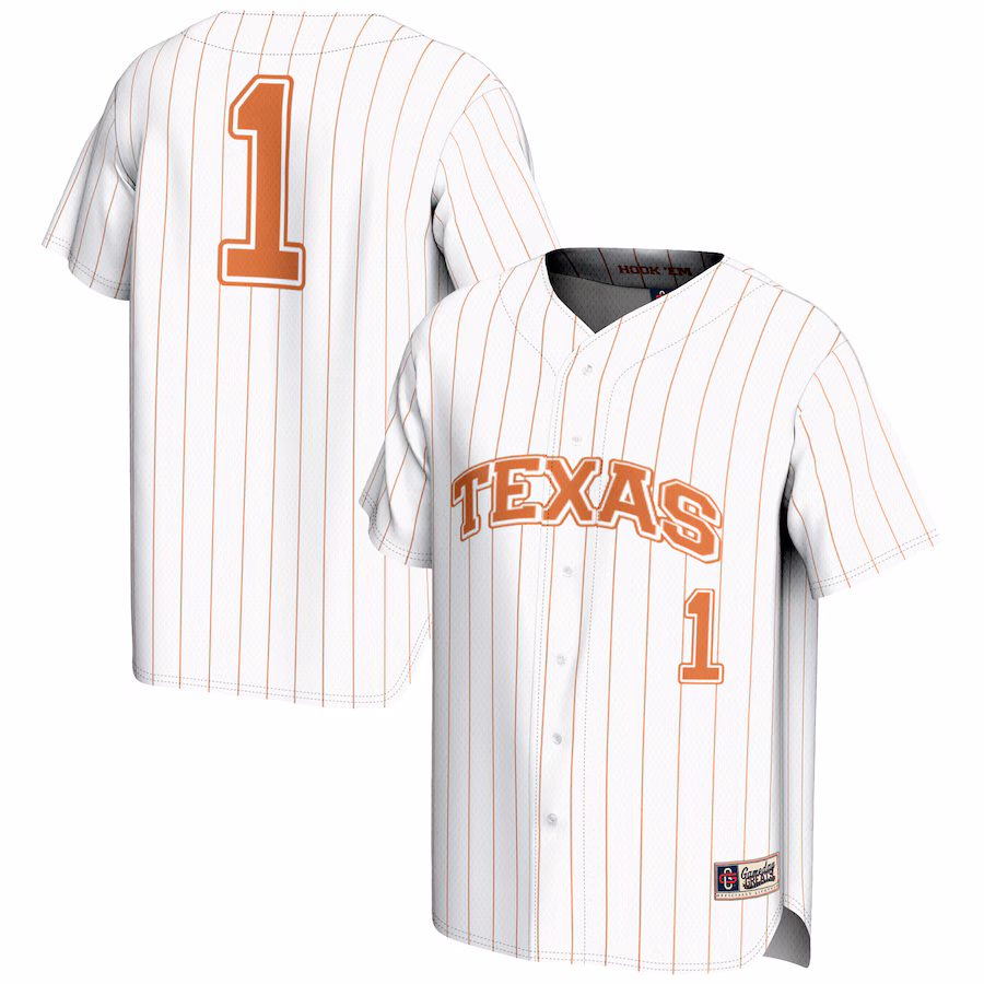 Youth GameDay Greats #1 White Texas Longhorns Lightweight Baseball Jersey - Puhuasuan
