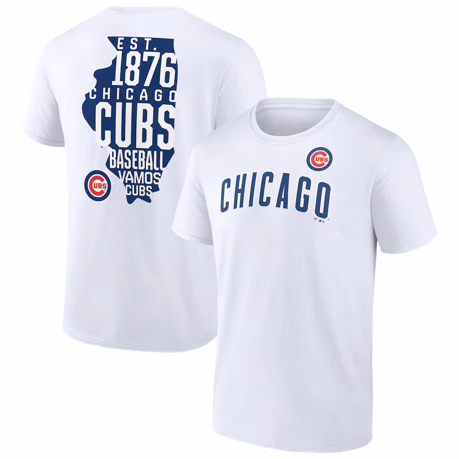 Men's Chicago Cubs White Team Hot Shot T-Shirt - Puhuasuan