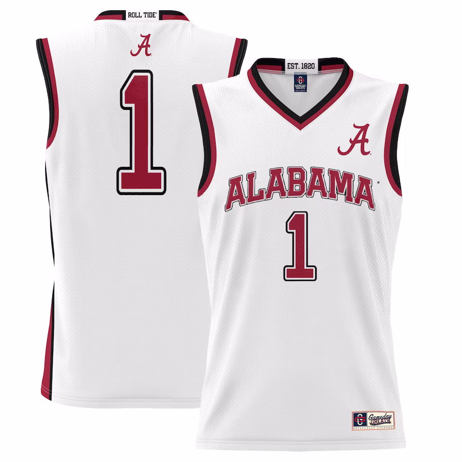 #1 Alabama Crimson Tide GameDay Greats Youth Lightweight Basketball Jersey - White - Puhuasuan