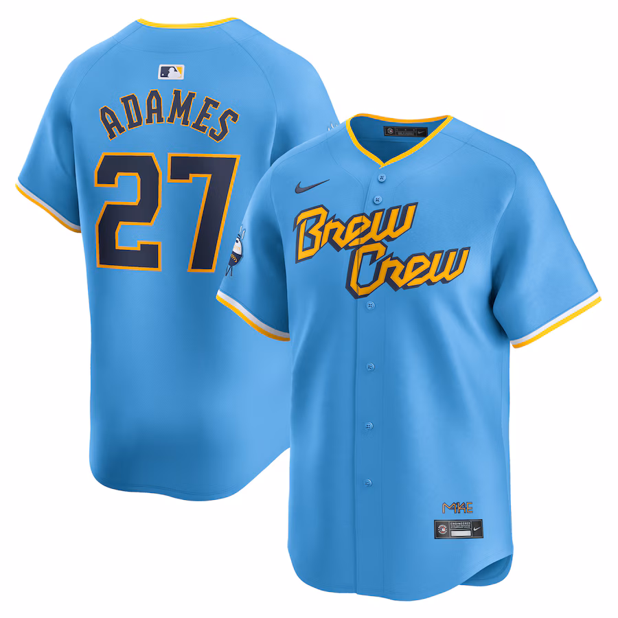 Men's Milwaukee Brewers Willy Adames Nike Powder Blue City Connect Limited Player Jersey - Puhuasuan