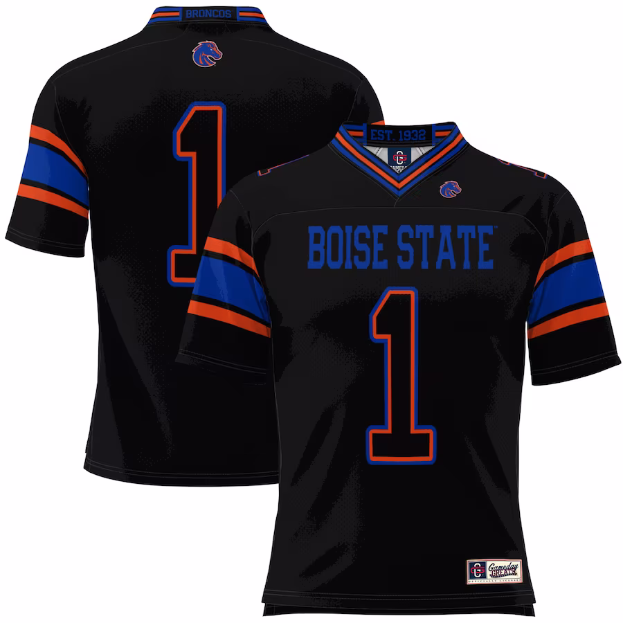 #1 Boise State Broncos GameDay Greats Youth Football Jersey - Black - Puhuasuan
