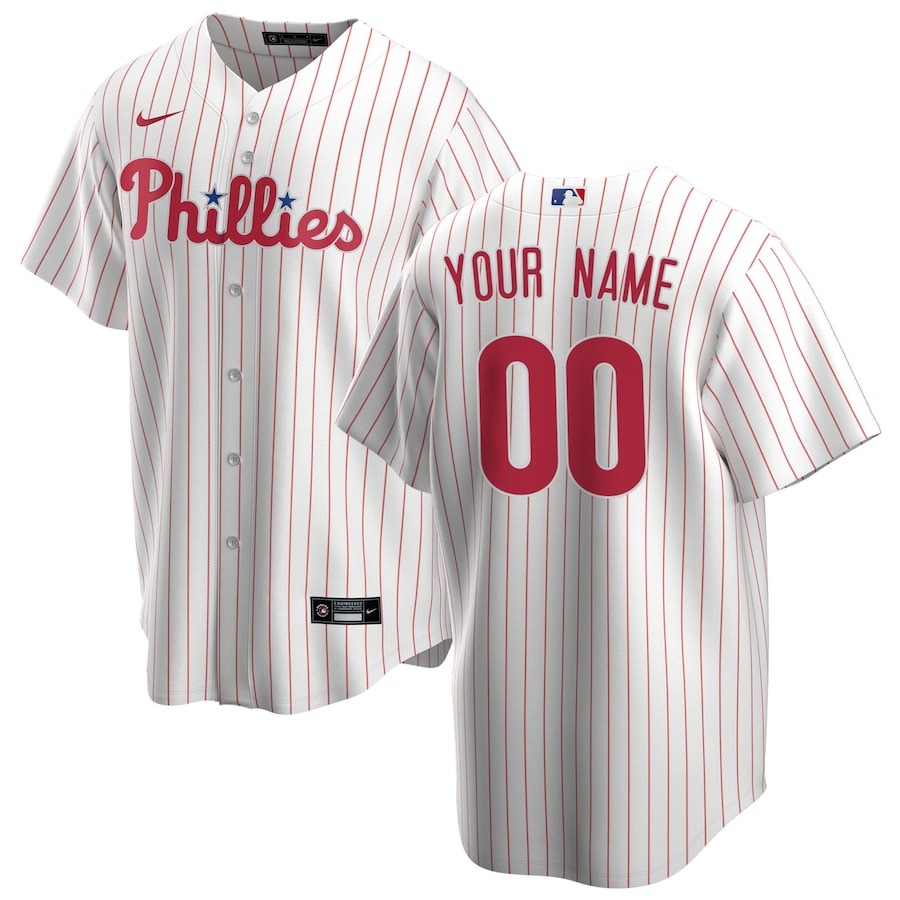 Men's Philadelphia Phillies Nike White Home Replica Custom Jersey - Puhuasuan