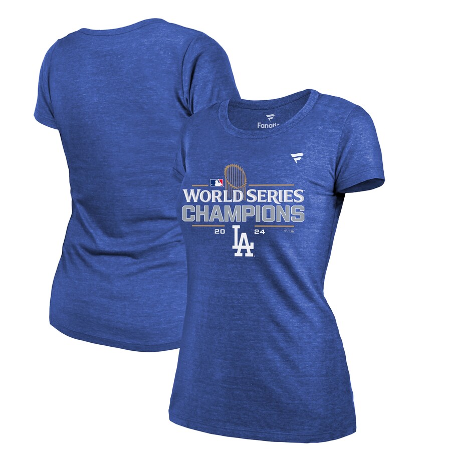 Women's Los Angeles Dodgers Fanatics Royal 2024 World Series Champions Locker Room Tri-Blend T-Shirt - Puhuasuan