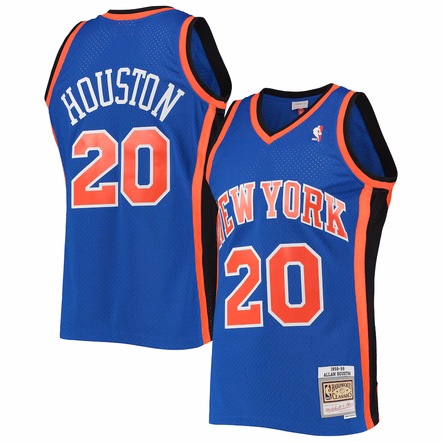 Men's New York Knicks Allan Houston Mitchell & Ness Blue Hardwood Classics Swingman Jersey - Puhuasuan