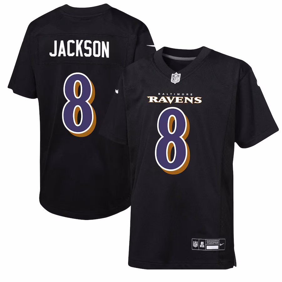 Youth Baltimore Ravens Lamar Jackson Nike Carbon Black Fashion Game Jersey - Puhuasuan