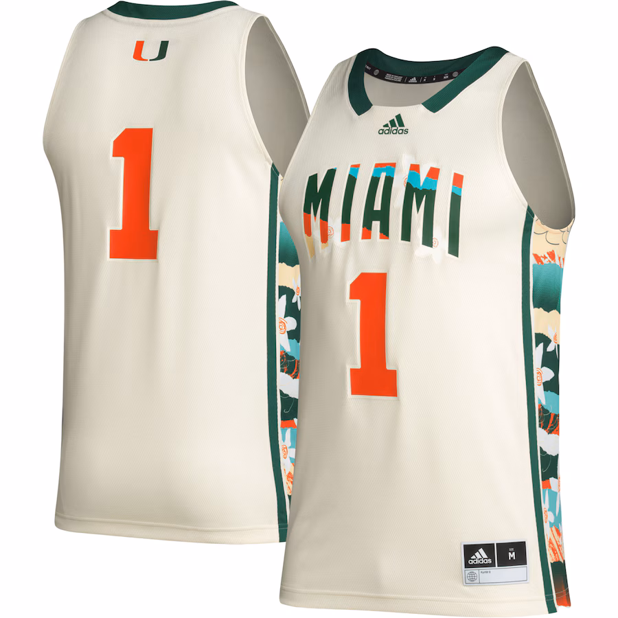 Men's adidas #1 Khaki Miami Hurricanes Honoring Black Excellence Basketball Jersey - Puhuasuan