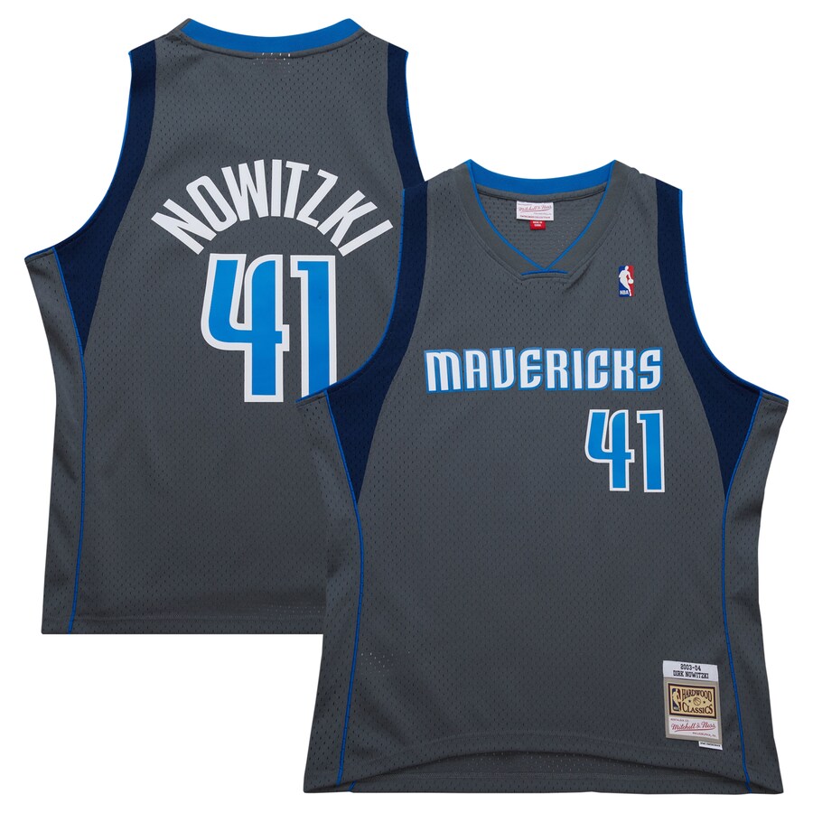 Men's Dallas Mavericks Dirk Nowitzki Mitchell & Ness Gray 2003/04 Hardwood Classics Swingman Jersey - Puhuasuan