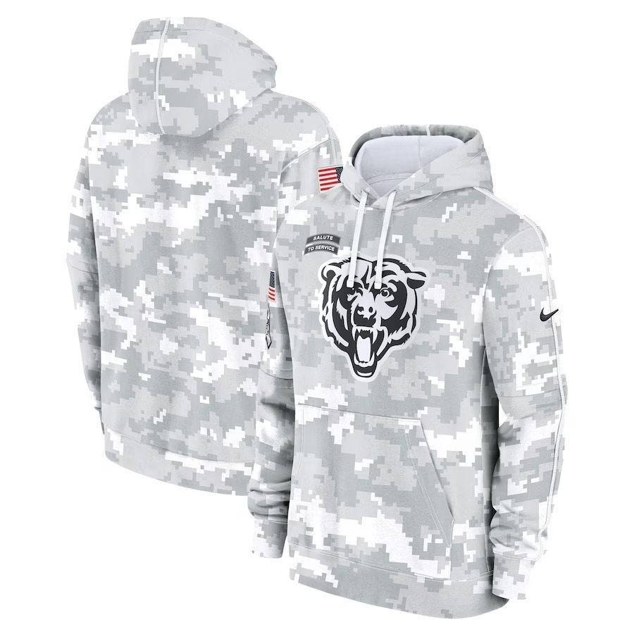 Men's Chicago Bears Nike Arctic Camo 2024 Salute To Service Big & Tall Club Fleece Pullover Hoodie - Puhuasuan