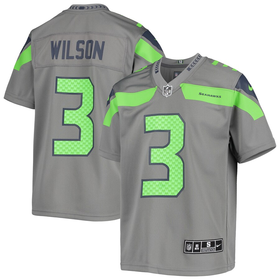 Youth Seattle Seahawks Russell Wilson Nike Gray Inverted Team Game Jersey - Puhuasuan