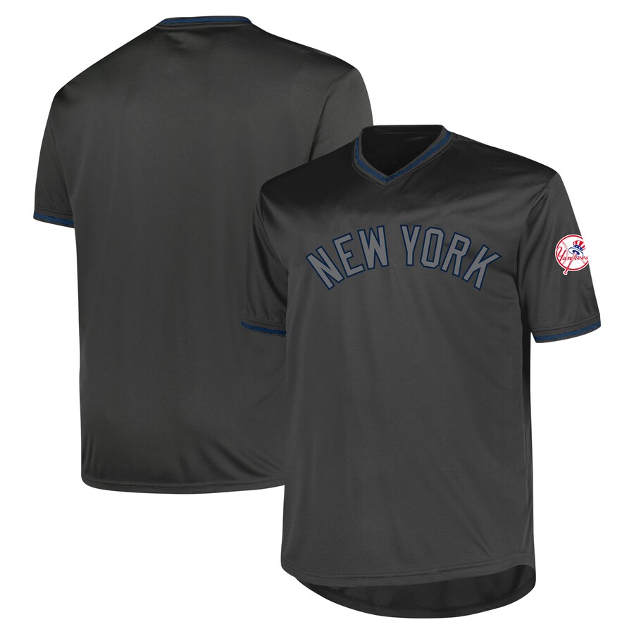 Men's New York Yankees Profile Charcoal Big & Tall Pop Fashion Jersey - Puhuasuan