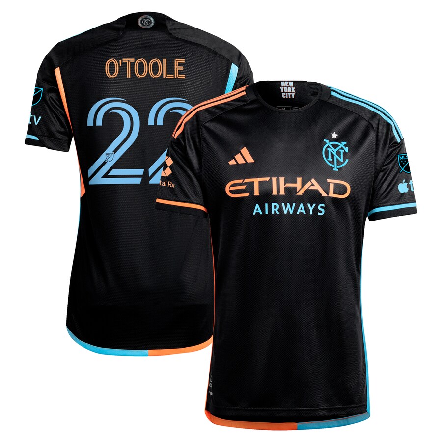 Men's New York City FC Kevin O'Toole adidas Black 2024 24/7 Kit Authentic Player Jersey - Puhuasuan