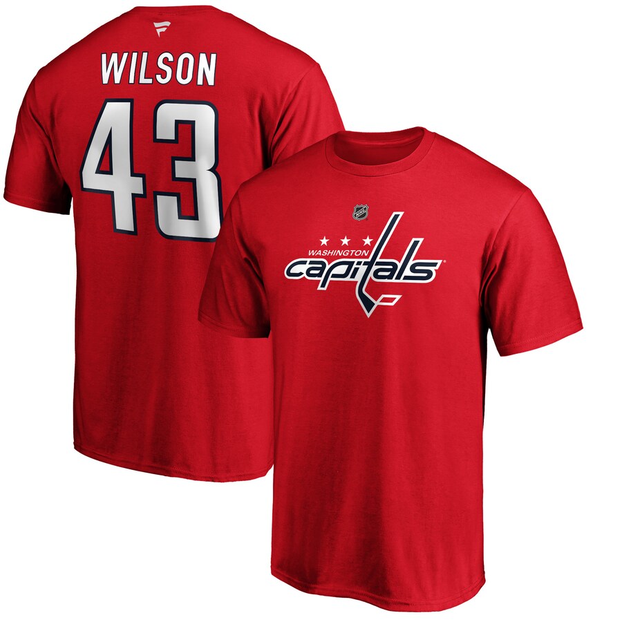 Men's Washington Capitals Tom Wilson Fanatics Red Team Authentic Stack Name & Number T-Shirt - Puhuasuan
