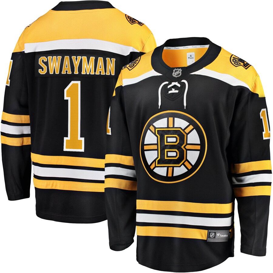 Men's Boston Bruins Jeremy Swayman Fanatics Branded Black 2017/18 Home Breakaway Replica Jersey - Puhuasuan