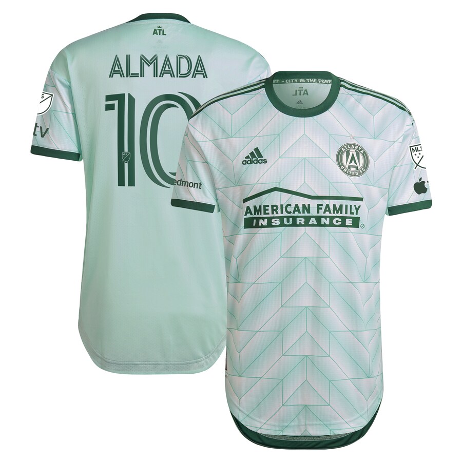 Men's Atlanta United FC Thiago Almada adidas Mint 2023 The Forest Kit Authentic Jersey - Puhuasuan