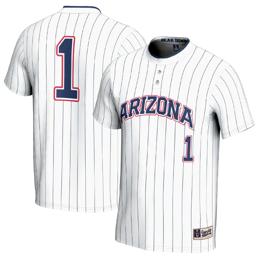 #1 Arizona Wildcats GameDay Greats Youth Lightweight Softball Fashion Jersey - White - Puhuasuan